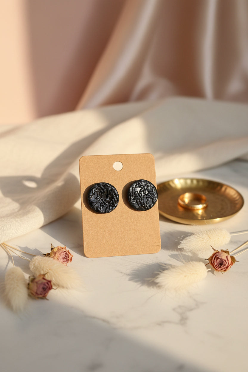Midnight Willow Botanical Stud Earrings
