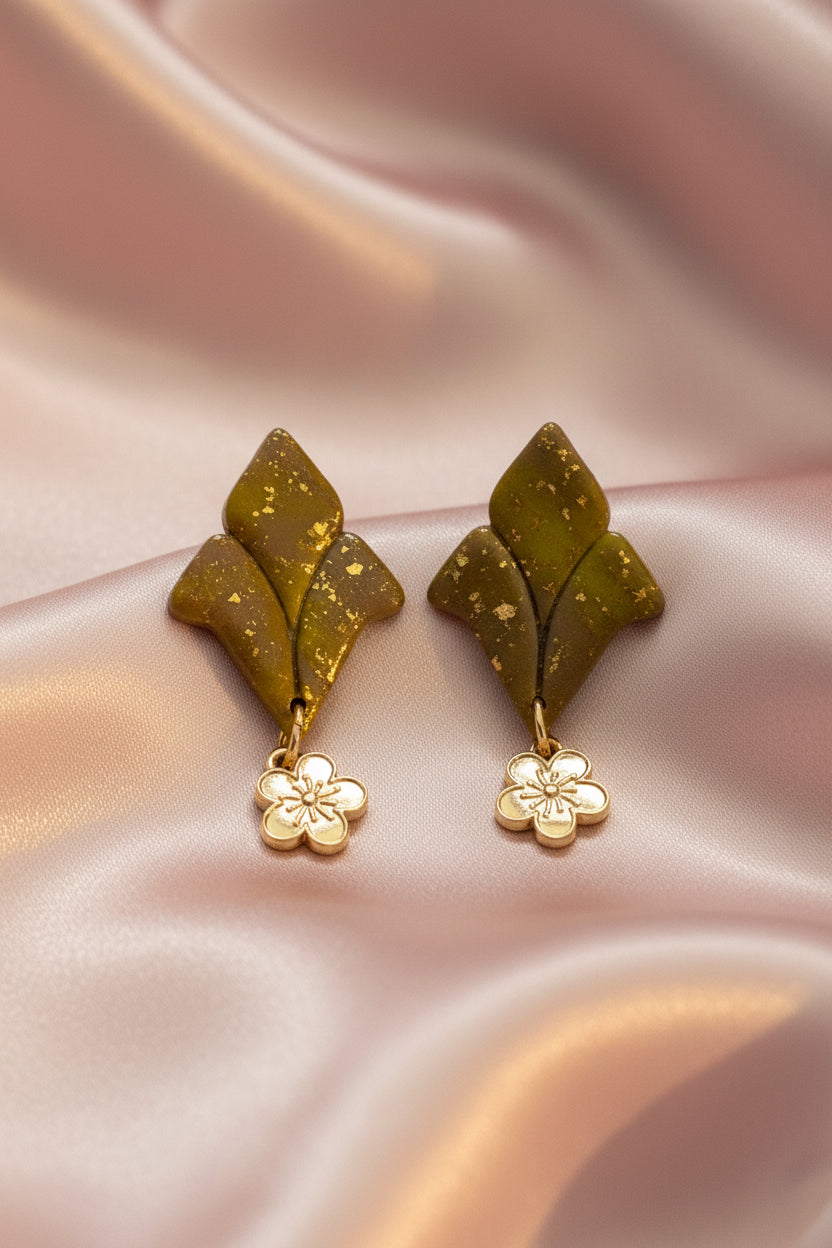 Golden Leaf Bloom Earrings