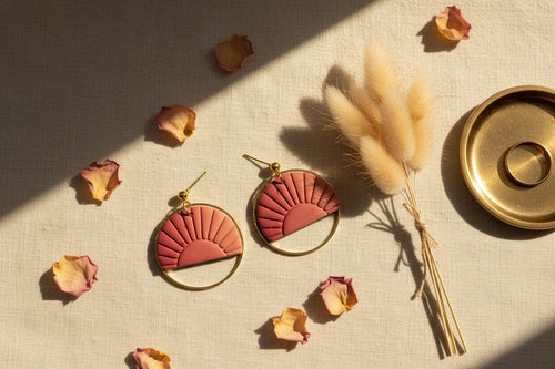 Desert Sunrise Hoop Dangle Earrings