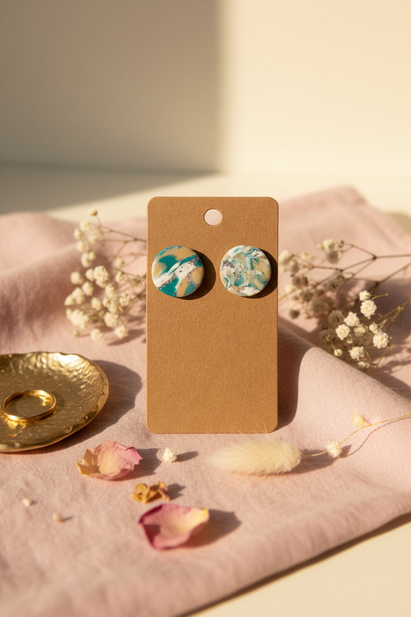 Jade Harmony Marble Stud Earrings