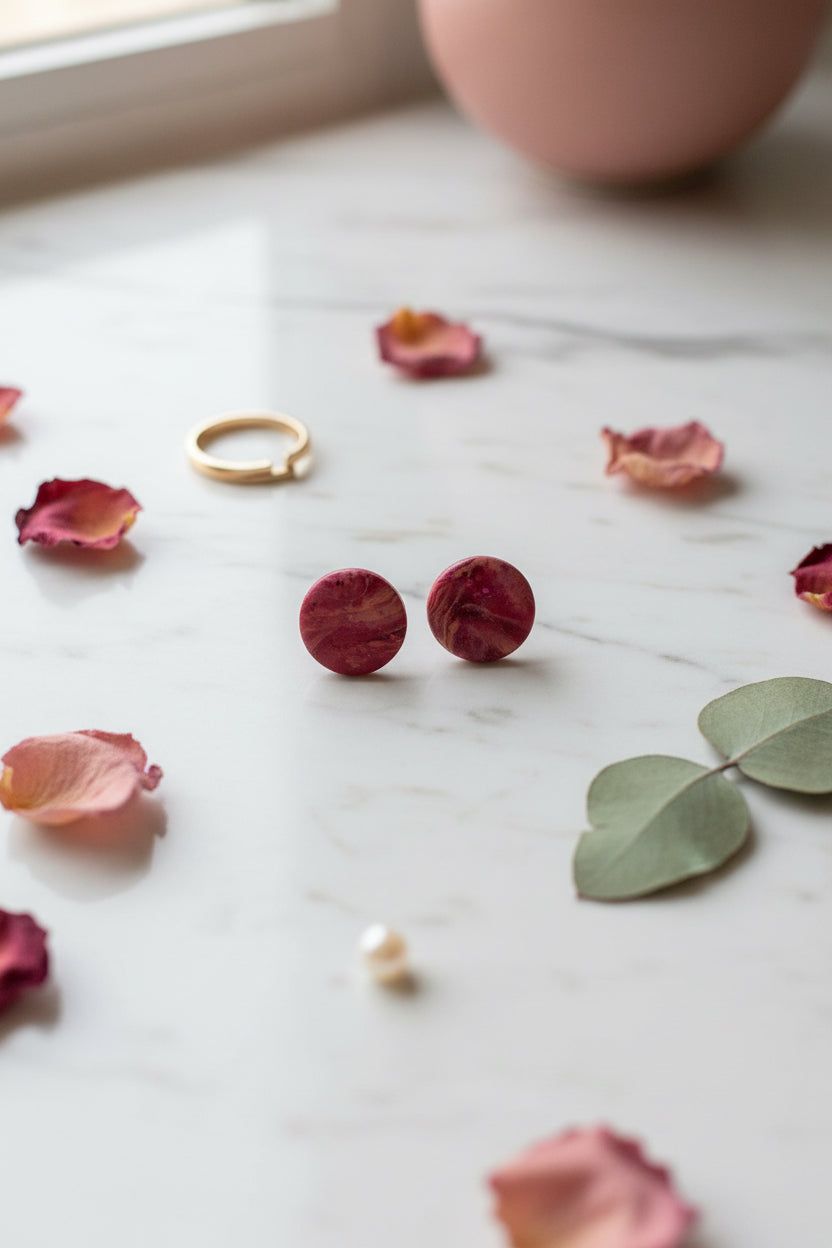 Cherry Blossom Marble Studlette Earrings