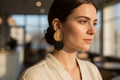 Black and Tan Floral Earrings - Lifestyle