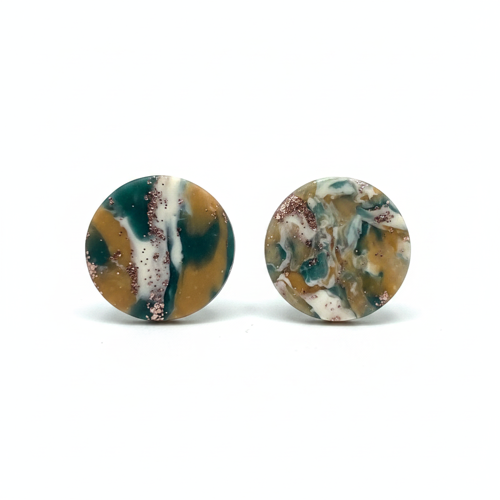Jade Harmony Marble Stud Earrings on white background