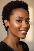 African American woman wearing Midnight Gloss Stud Earrings lifestyle photo