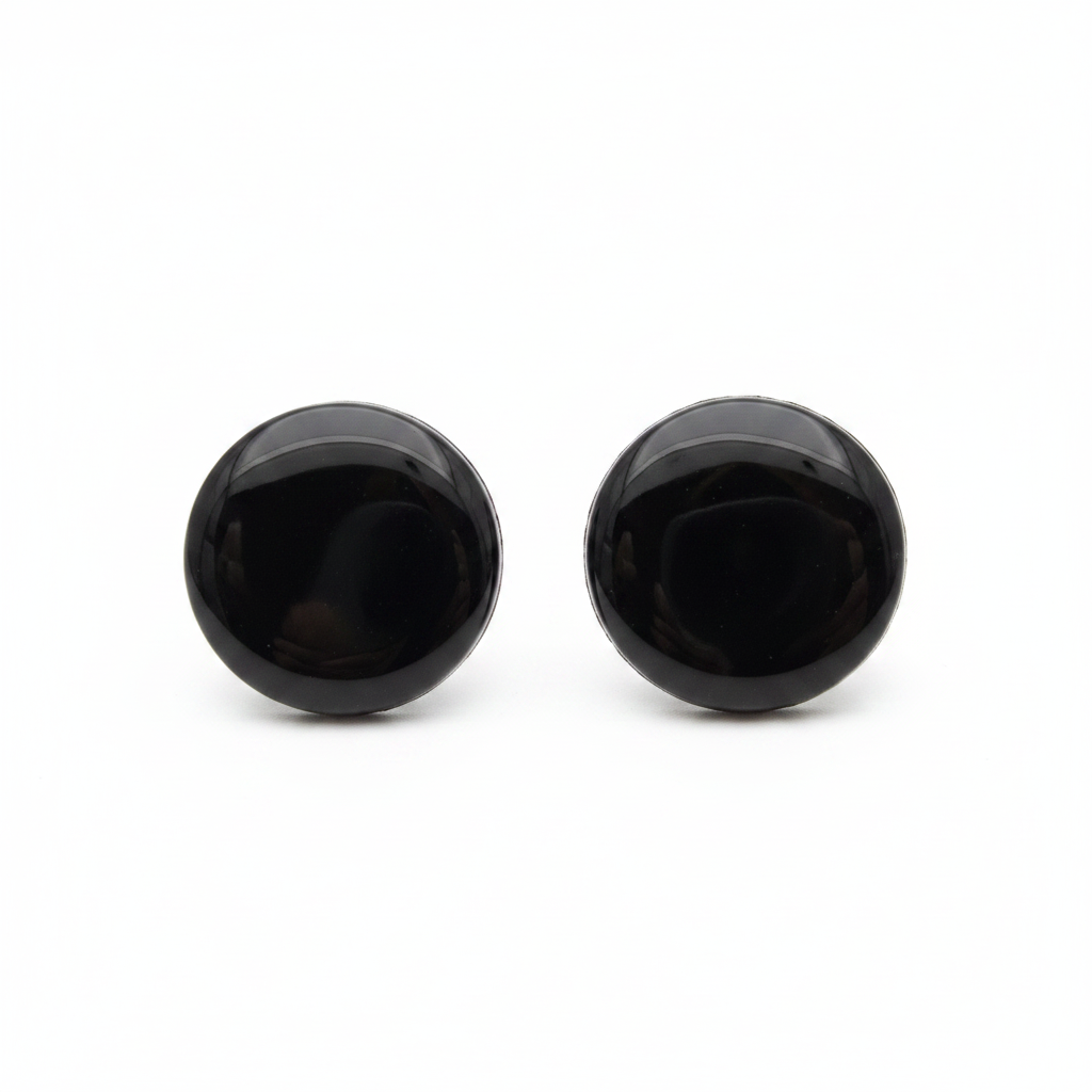 Obsidian Gloss Stud Earrings on white background