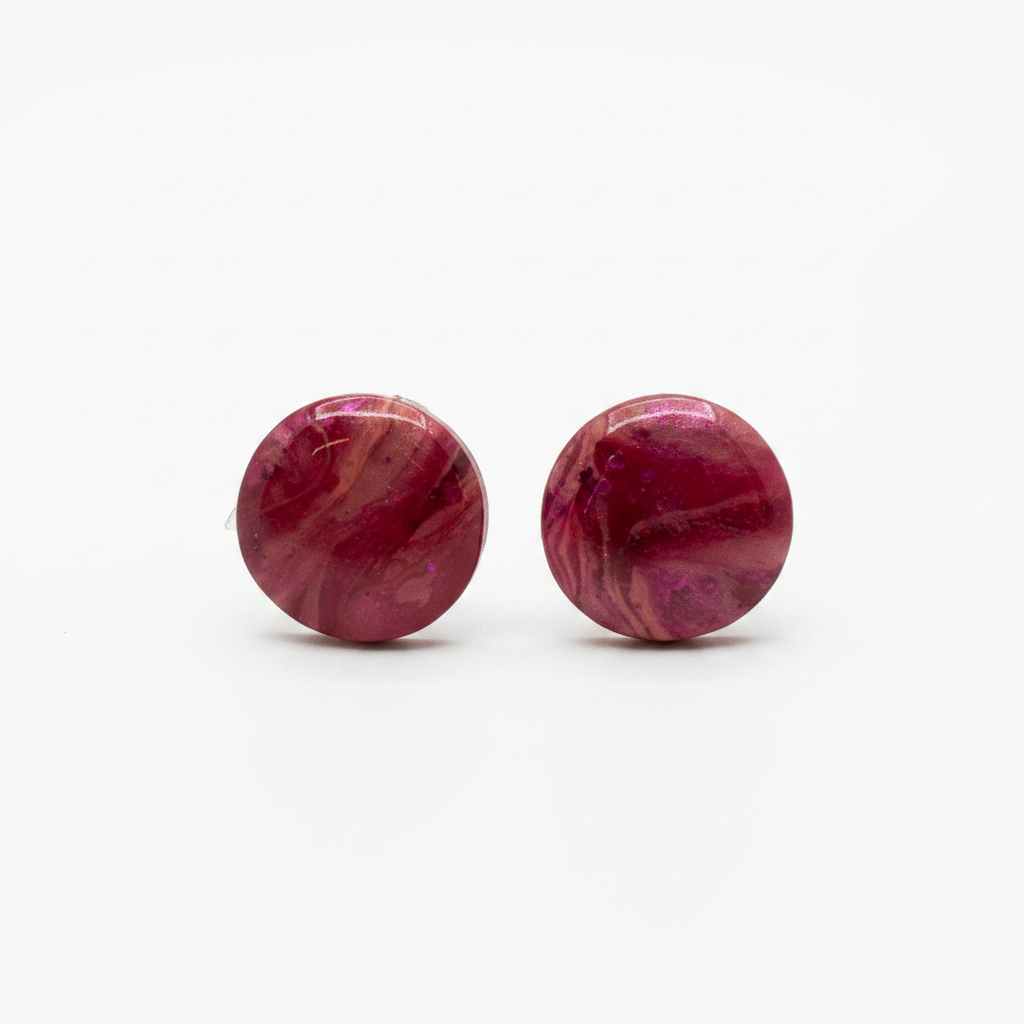 Cherry Blossom Marble Stud Earrings on white background