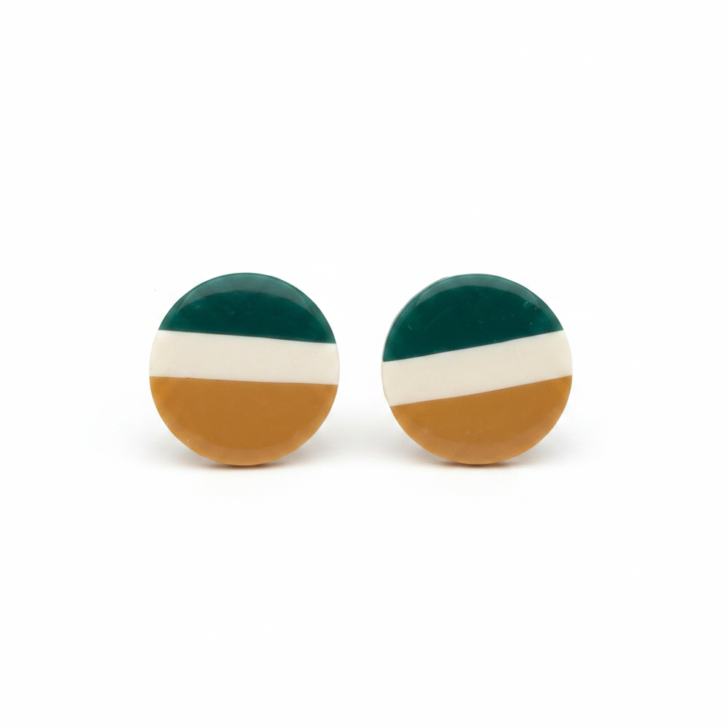 Tri-Color Harmony Stud Earrings on white background